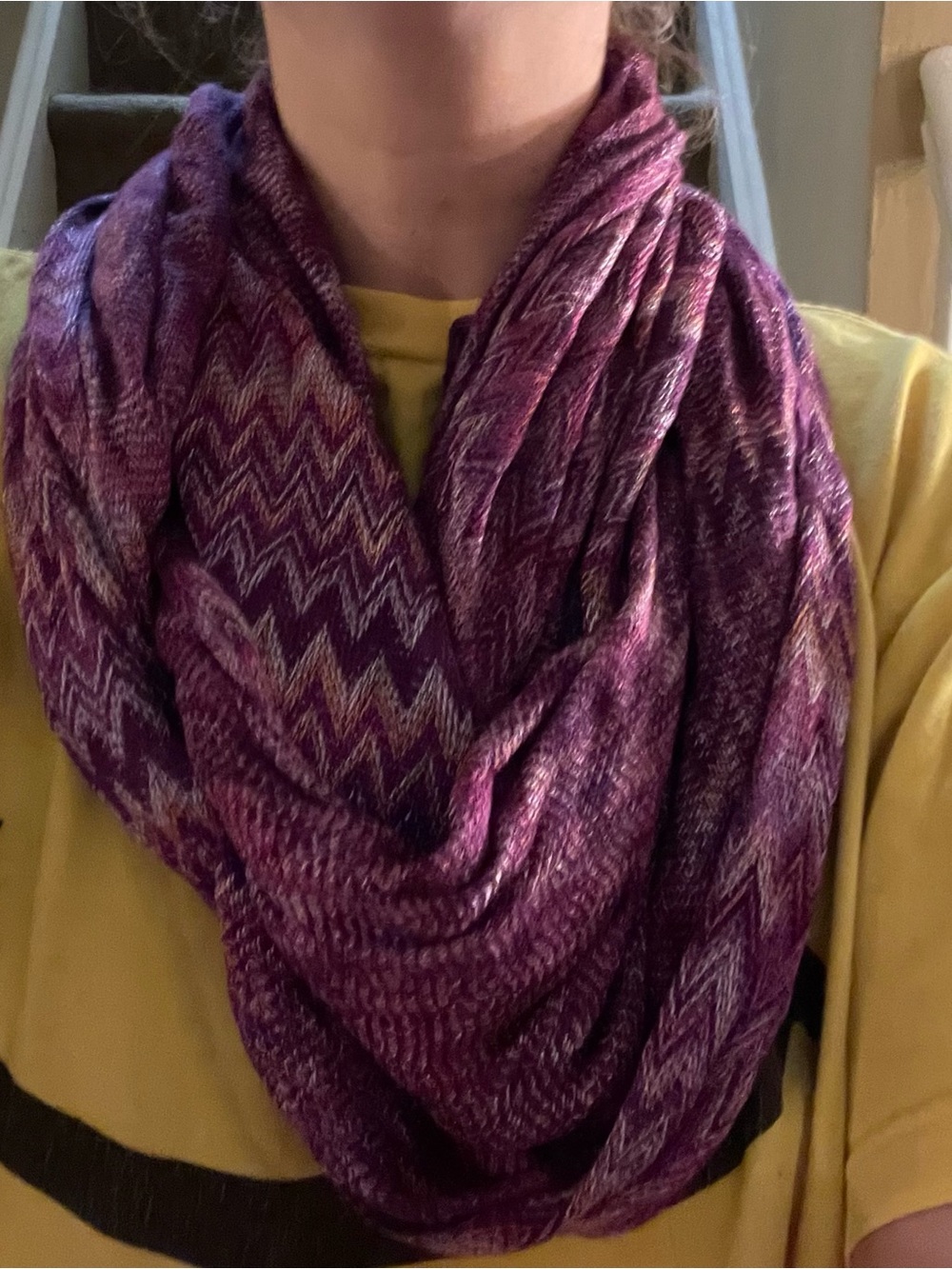 Avenue Chevron Infinity Scarf in Purple